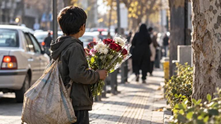 کودک کار در حال فروش کالا در خیابان